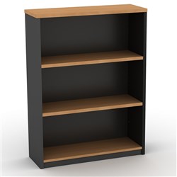OM Bookcase 900W x 320D x 1200mmH 2 Shelf Beech And Charcoal