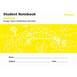 Protext Student Note Book 240 x 175mm Double Ruled 10mm/Guide 32 Page Yellow