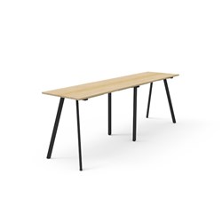 Rapidline Eternity High Bar Table 3000W x 750D x 1050mmH Natural Oak Top Black Frame