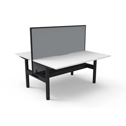 Rapidline Halo Static Back To Back Workstation+Screen+Tray 2 Person 1500W x 1330mmH Wht/Blk