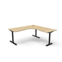 Rapidline Halo Static Corner Workstation 1800/1800W x 750D x 730mmH Oak/Black