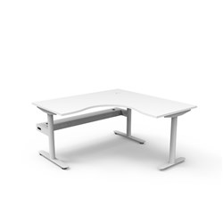 Rapidline Halo Static Corner Workstation + Tray 1500/1500W x 750D x 730mmH White/White