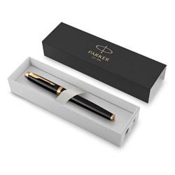 Parker IM Ballpoint Pen Black Gold Trim In Giftbox Blue Refill