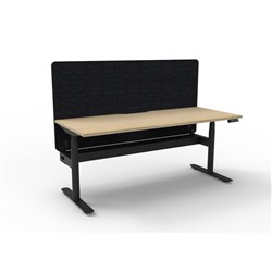 Rapidline Halo+ Single Sided Workstation + Black Eco Screen +Tray 1200Wx620-1270mmH Oak/Bl