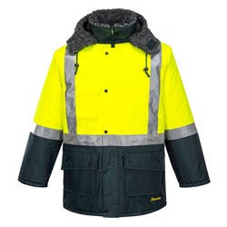 Huski Hi-Vis Contrast Freezer Jacket Small Yellow And Forest Green