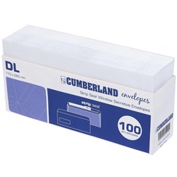 Cumberland Window Face Envelope DL Strip Seal Secretive White Pack Of 100