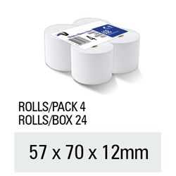 VICTORY CALC/REGISTER ROLLS 57x70x12mm Thermal CCR608 PK4