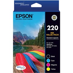 EPSON 220 INK CARTRIDGE 4 INK VALUE PACK BLACK, CYAN, MAGENTA, YELLOW