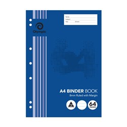 OLYMPIC STRIPE BINDER BOOKS A4 64PG 8MM RULED
