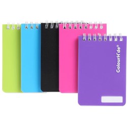 MARBIG COLOURHIDE NOTEBOOKS Pocket 112x77mm 96Pg 5 pack Assorted Colours
